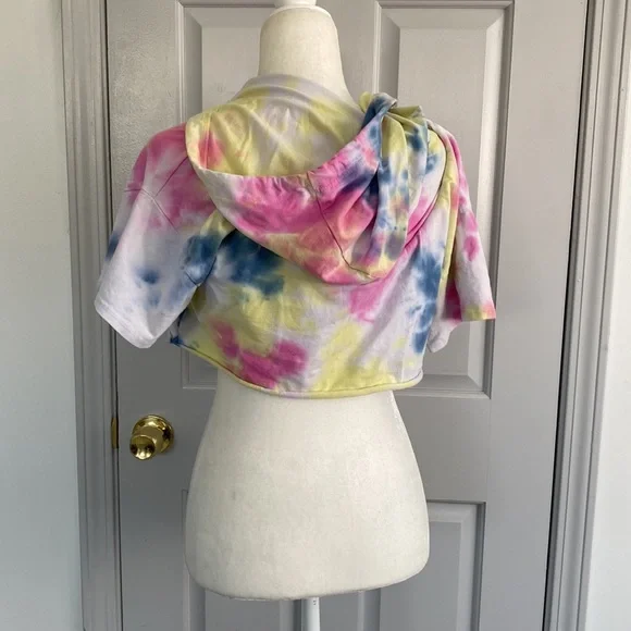 ladies fashion nova tie dye crop hoodie - Picture 6 of 6